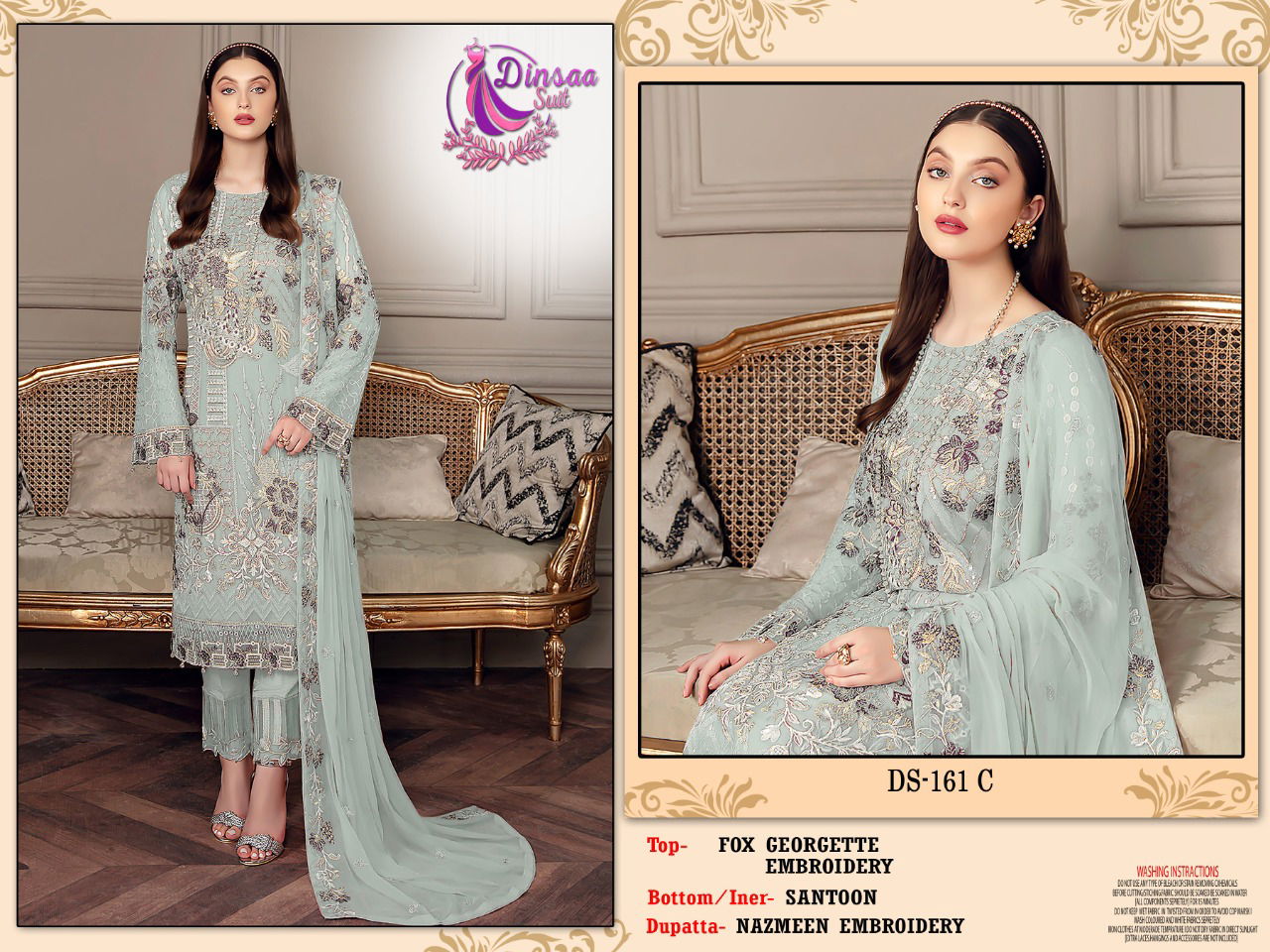 Dinsaa 161 Festive Wear Embroidery Wholesale  Pakistani Salwar Suits